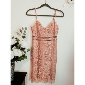 Pink-tint mini lace dress